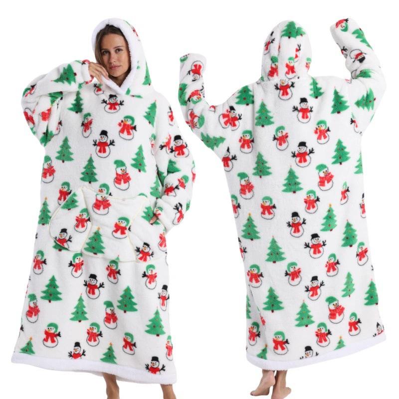 Autumn and winter sports and leisure warm TV blanket senior women's plush comfortable soft bathrobe warm fluffy robe