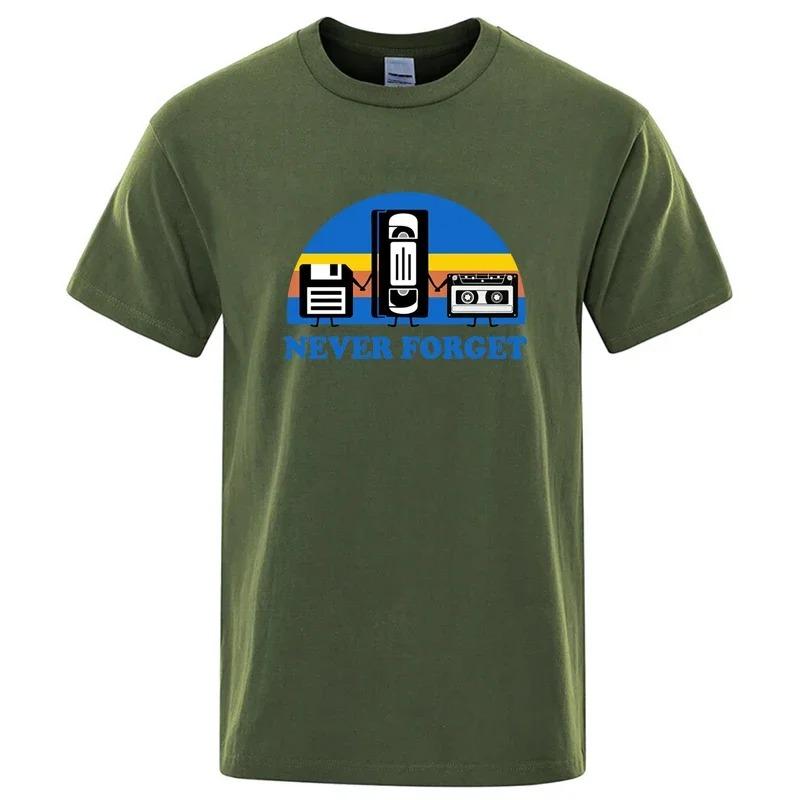 Summer Men's T-shirt Never Forget Sarcastic Graphic Music Funny Printed Cotton Blend T-Shirt Loose Male Top Casual Short Sleeve