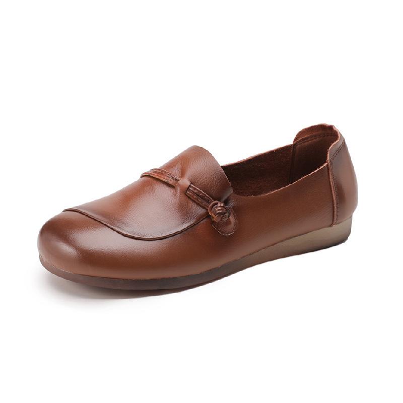 Spring and Autumn new mother shoes genuine leather middle-aged and elderly single shoes soft sole women's comfortable flat-bottomed casual