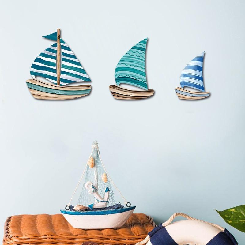 2D Wooden Fish Nautical Walls Beach Art Walls Hang Decorated Marine Style Wood Wall Hanging Sculpture For Home Room Decoration