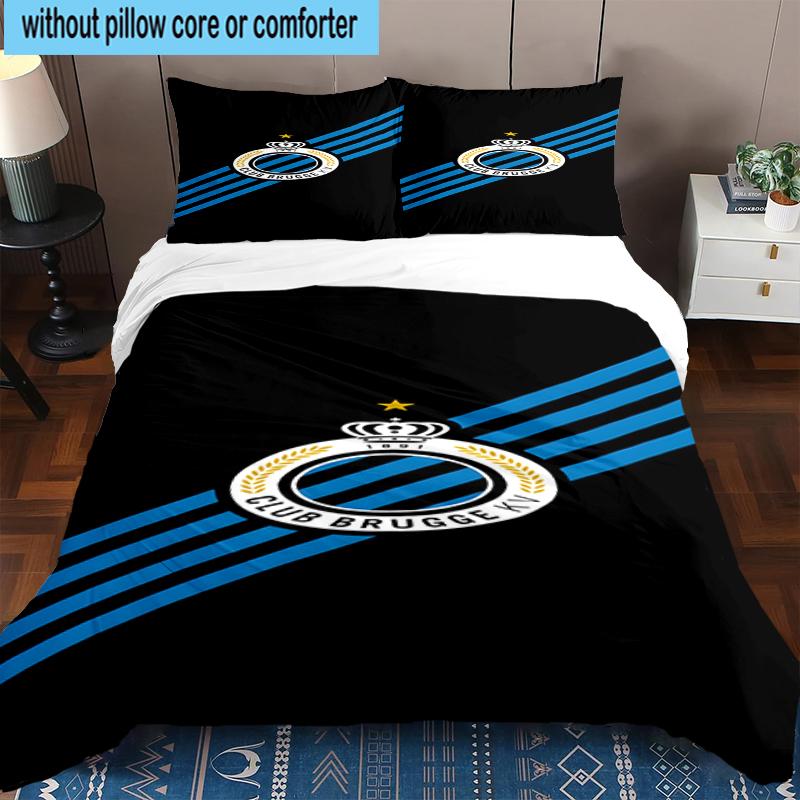 Set Biancheria da Letto con Stemma FC Brugge 3 Pezzi, Include 1 Copripiumino e 2 Federe Perfetto per Camera da Letto, Dormitorio, Regalo di Natale per Fan