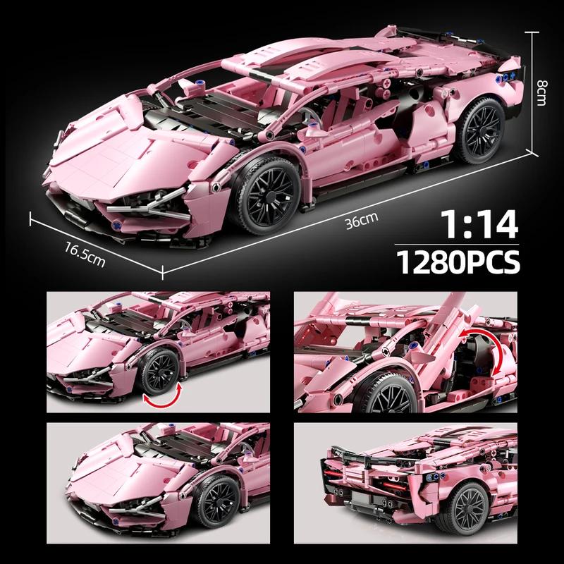 Technical Super Speed Green Lamborghinis Active Car Model Building Blocks Assemble Famous Vehicle Bricks Kid Toys for Adult Gift