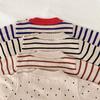 Maglioni per neonati per ragazzo e ragazza, maglione in cotone neonato con scollo tondo a righe e fondo a pois
