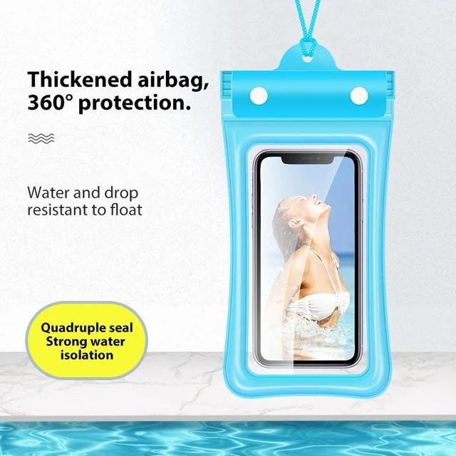 

Водонепроницаемые чехлы для телефонов IPX8 для iPhone 15, 14, 13, 12, 11 Pro Max, Samsung A54 S23 Ultra Redmi Note 12, плавающая подушка безопасности, чехол для плавательной сумки синий