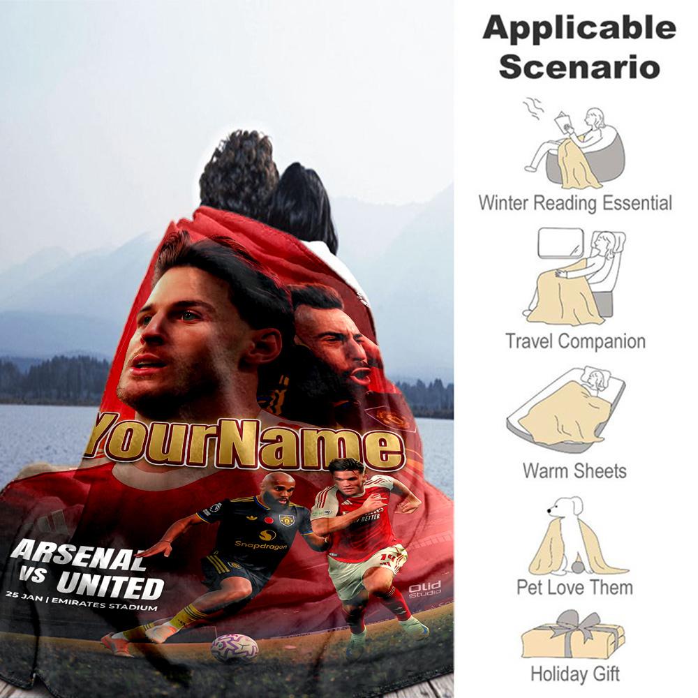 Manchester Customize Text Blanket Multi-purpose Personalized Blanket Soft Warm Cozy Versatile for Bed Sofa Chair Bedding Four Seasons Multipurpose