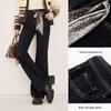 Xiangying Women's Retro High-Waist Flared Jeans with Scarf