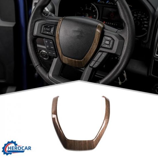 

Steering Wheel Trim Decor Cover Accessories for 2015-20 Ford F150 Wood Grain ABS