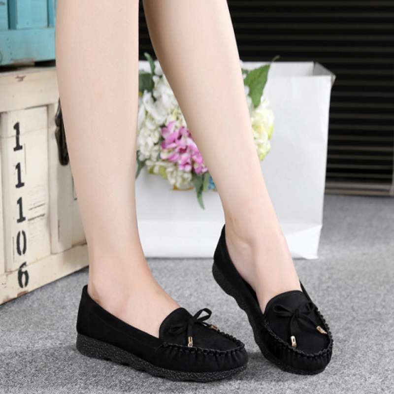 Spring and Summer Old North Cloth Shoes Women's Shoes Doudou Shoes Flat Bow Versatile Single Shoes Black Work Shoes Women's Casual Shoes