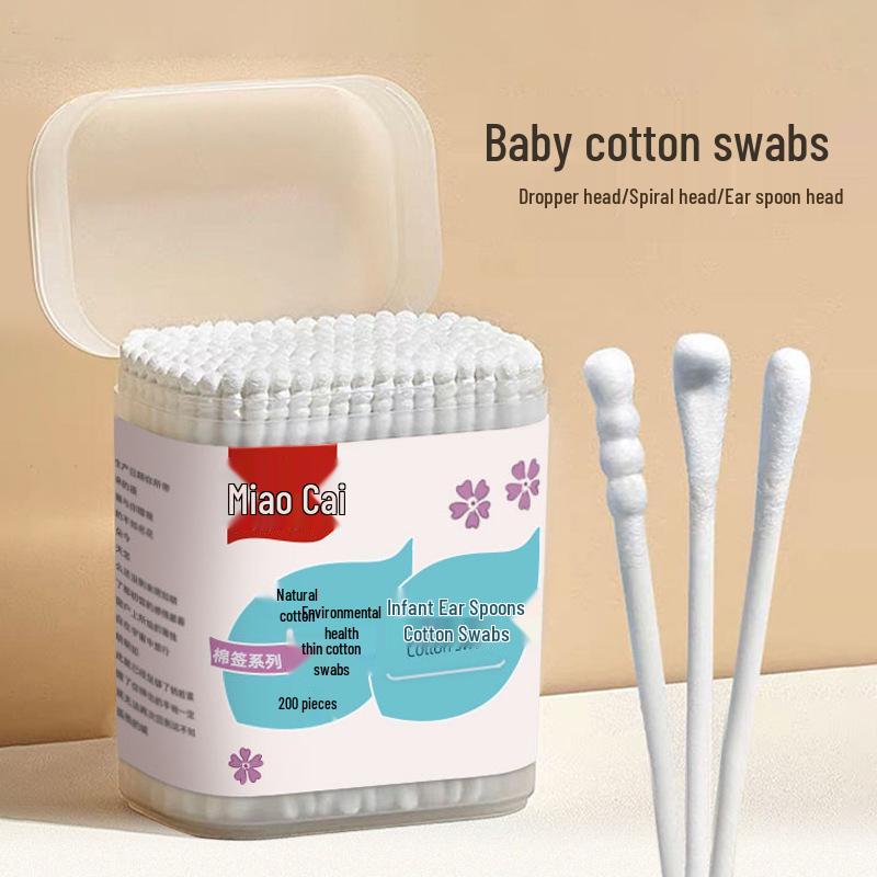 

Ultra-Fine Double-Headed Baby Cotton Swabs for Ear and Nose Hygiene 200 Pieces