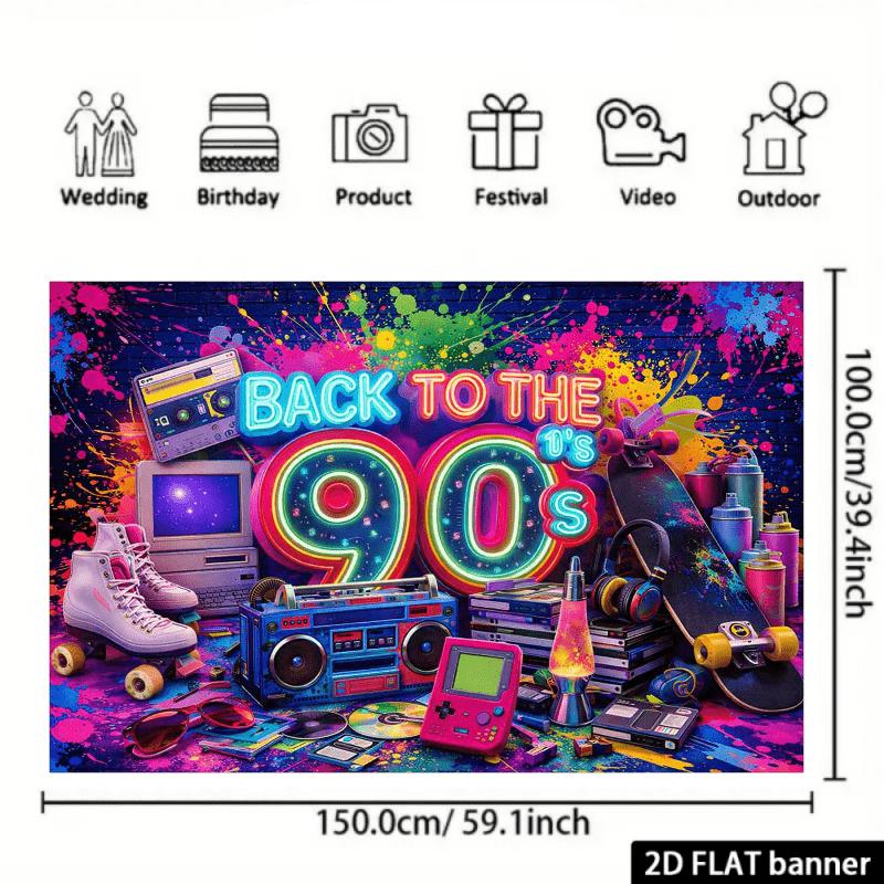 2D plane background fabric for a 90s-themed party, made of polyester material, water-resistant and durable.