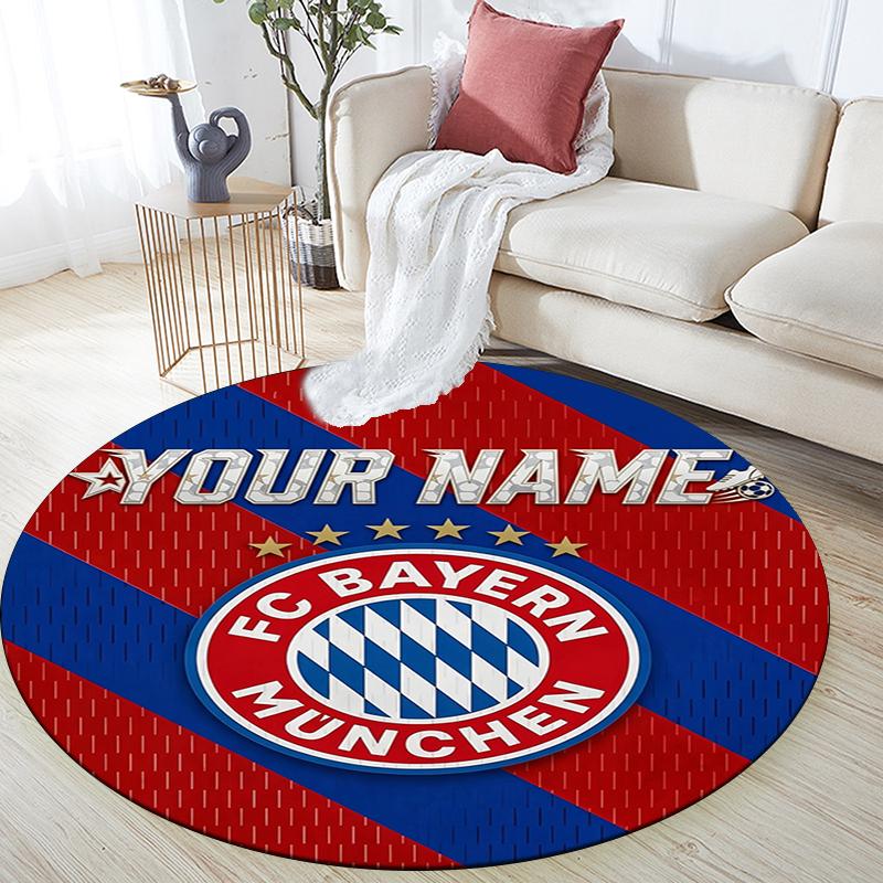 Custom Name,Bayern Munchen pattern round rug,Carpet Rug for Living Room Bedroom Playroom ,Non-slip Floor Mat,Holiday Gifts and Birthday Gifts.