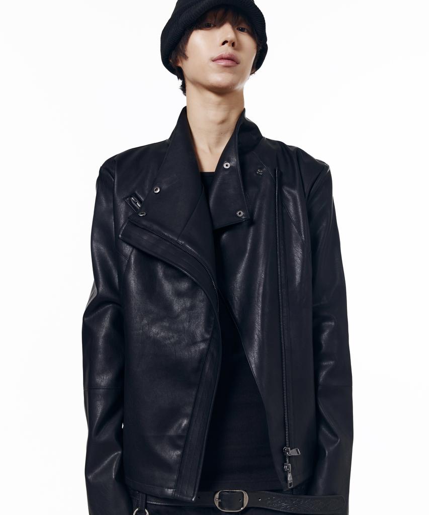 AAKAM Biker Wrap Leather Jacket (Black)