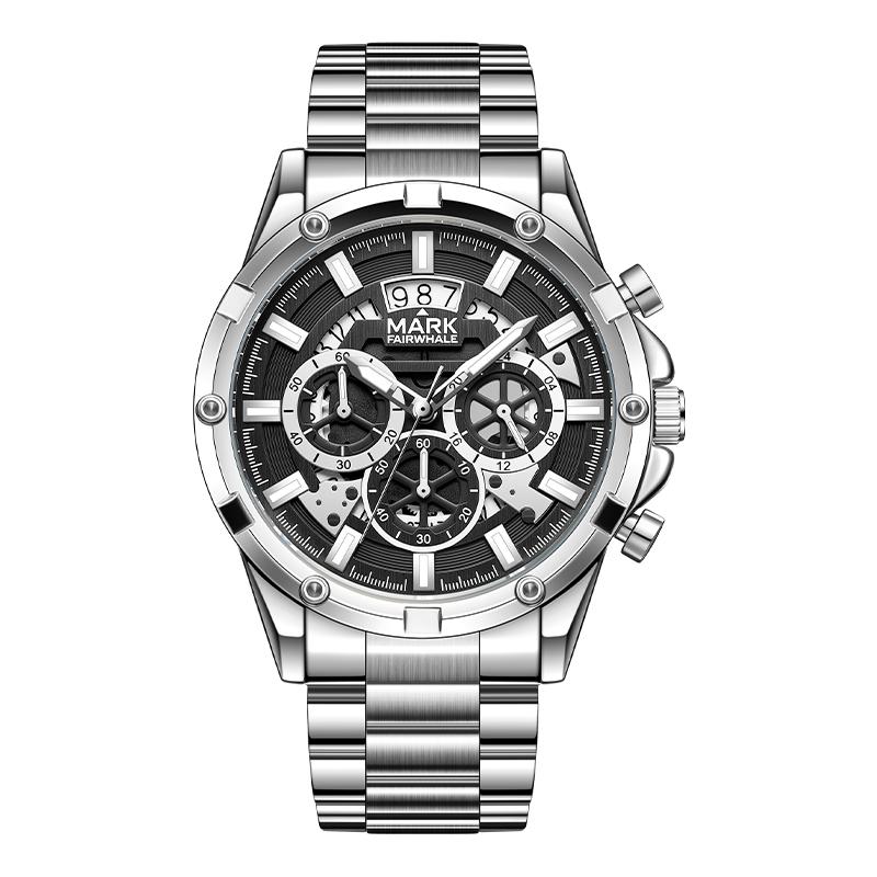 MARK FAIRWHALE Men's Quartz Watch FW‑5084 Series High‑Hardness Coated Crystal Stainless Steel Strap Business Wristwatch