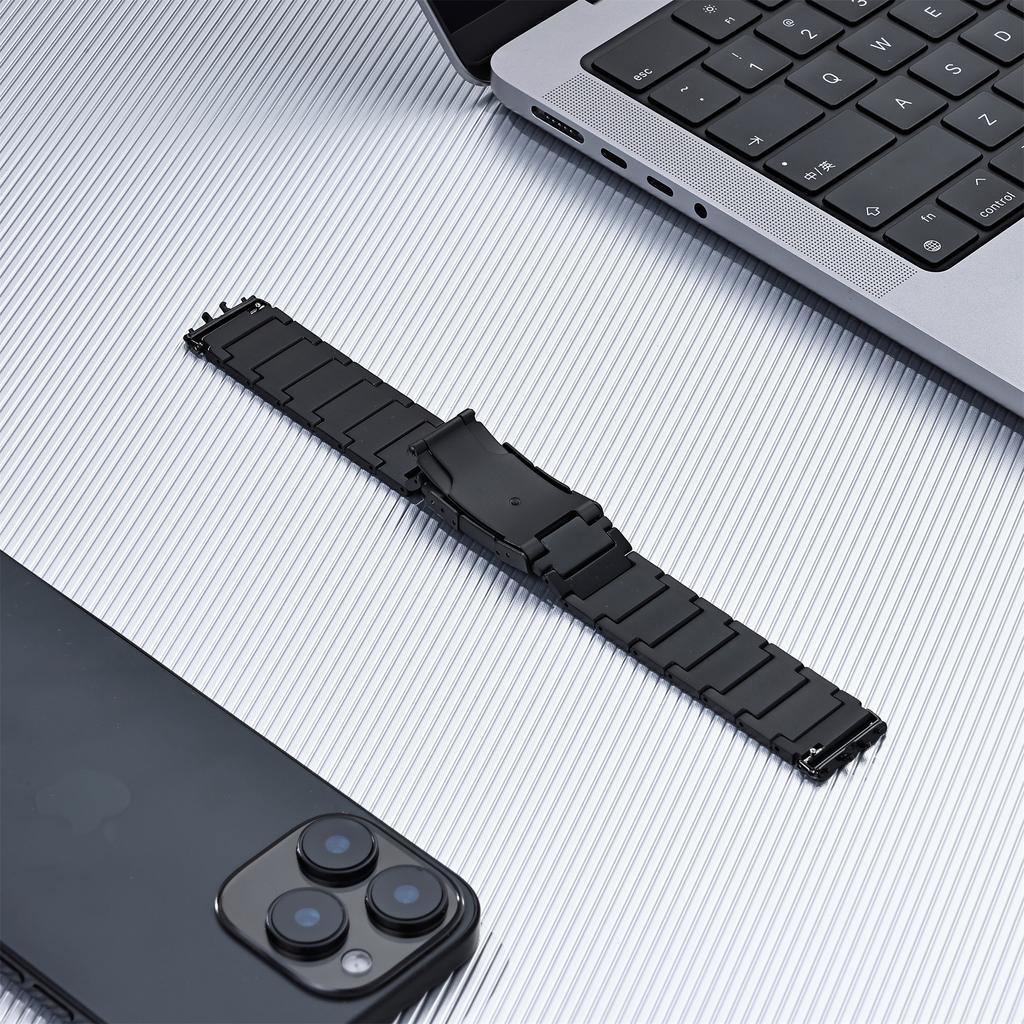 For Samsung Galaxy Fit3 Watch Band 3-Bead Turtle Back Buckle Titanium Alloy Strap