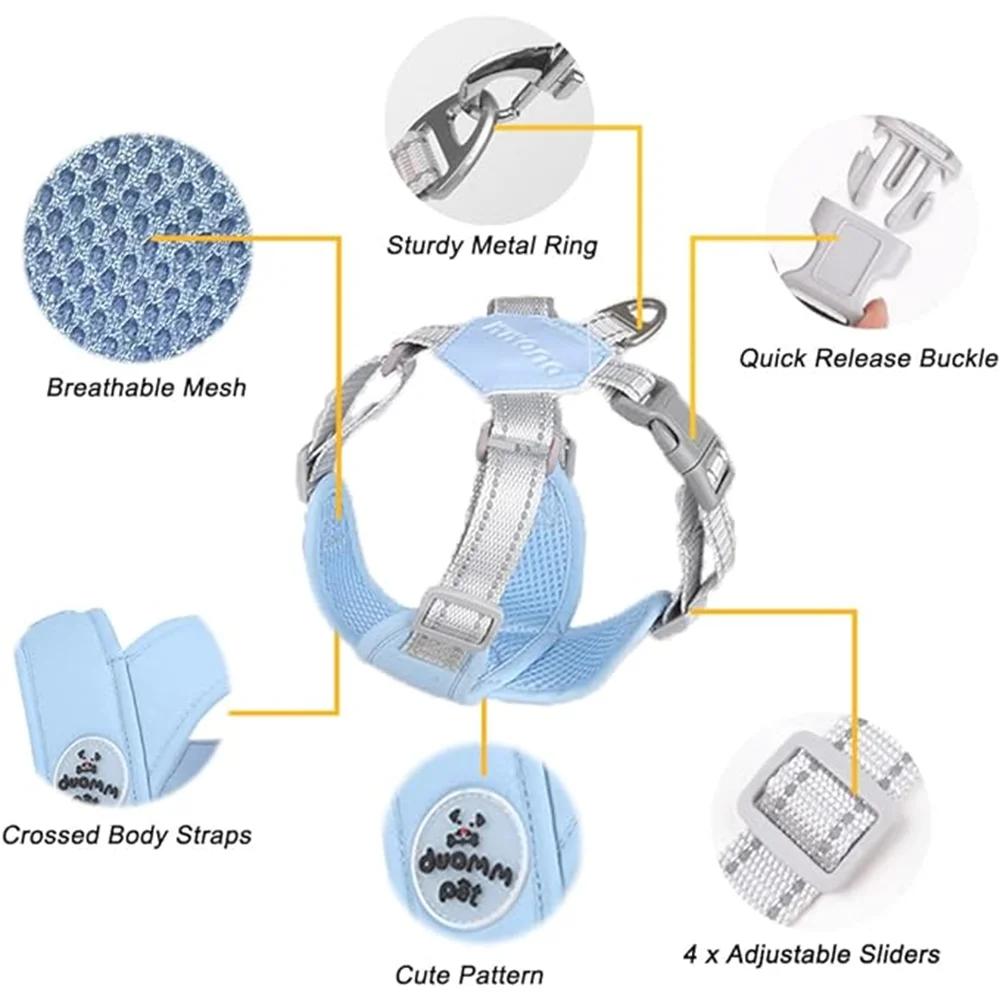 X Shaped Reflective Puppy Cat Harness Breathable Mesh Chest Straps Dog Harness Vest and Leash Set for Small Medium Dogs