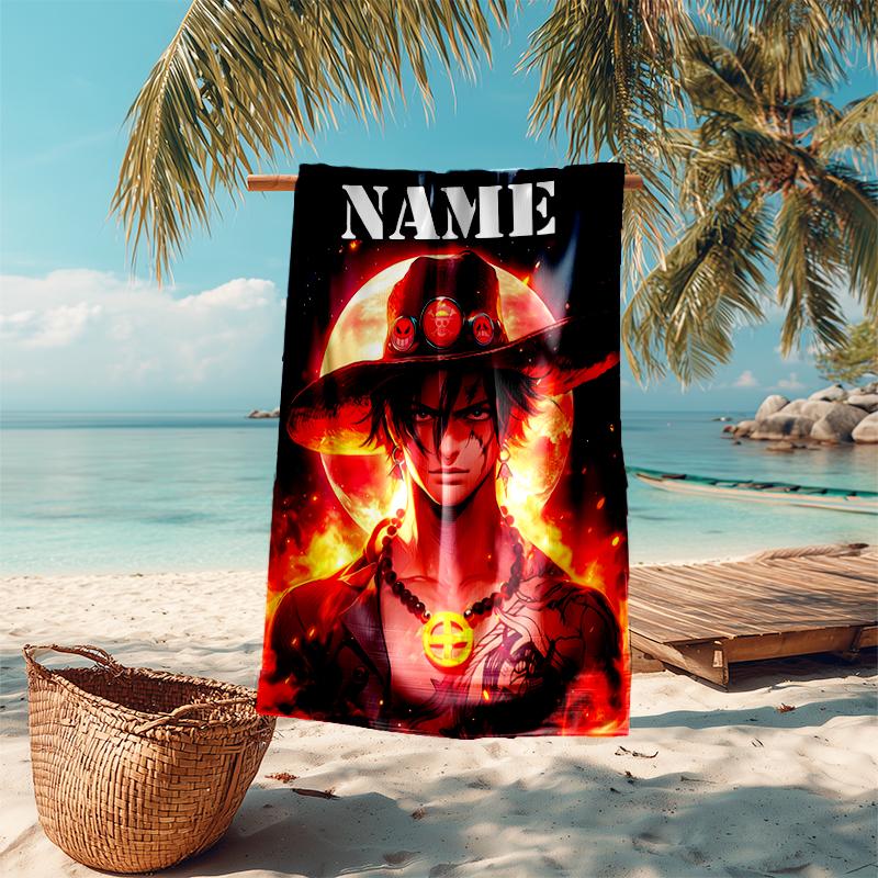 Personalized customized proof beach towel with One Piece pattern - soft, absorbent,quick-drying,perfect swimming,camping&bathing
