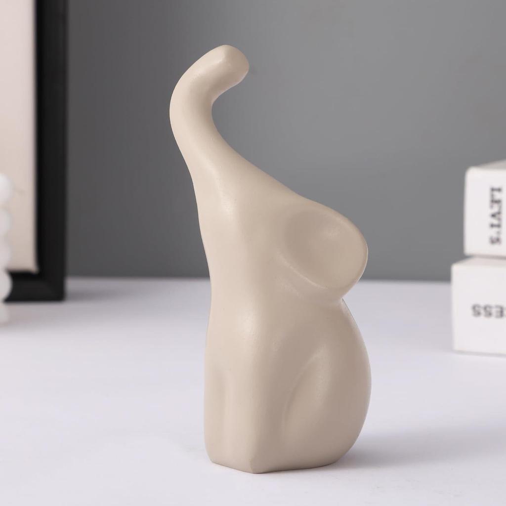 Liebendes Elefantenpaar Statue Schauobjekt (Beige & Grau) für Heimdeko Schlafzimmer Wohnzimmer Tischplatte Bürodekoration Elefant