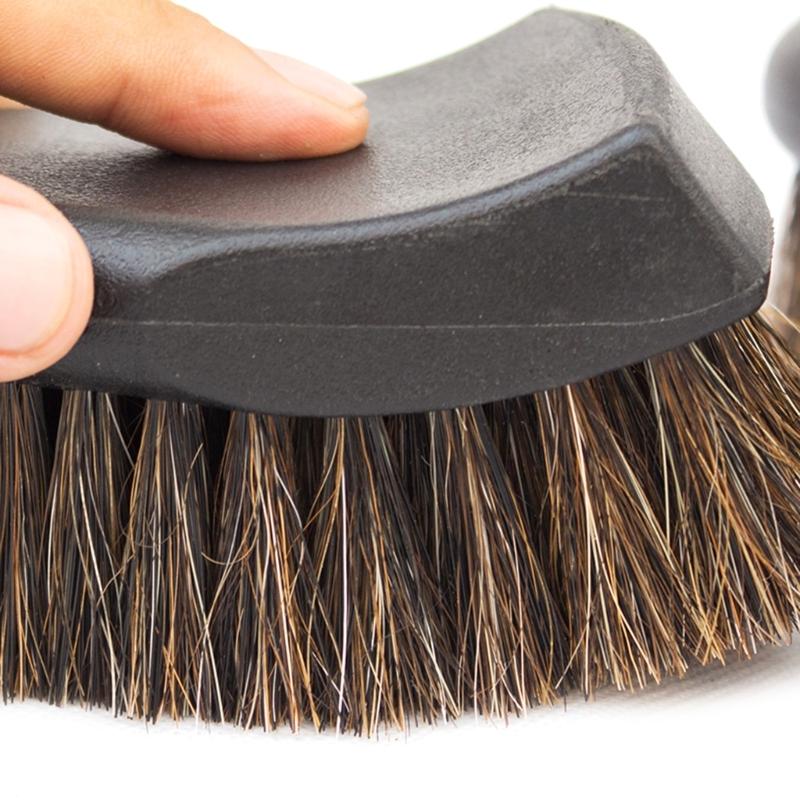 Gentle Car Horsehair Detailing Brush Fit for Deep Cleaning Leather Fabric Carpet And Textile Surfaces Hard to Reach Area
