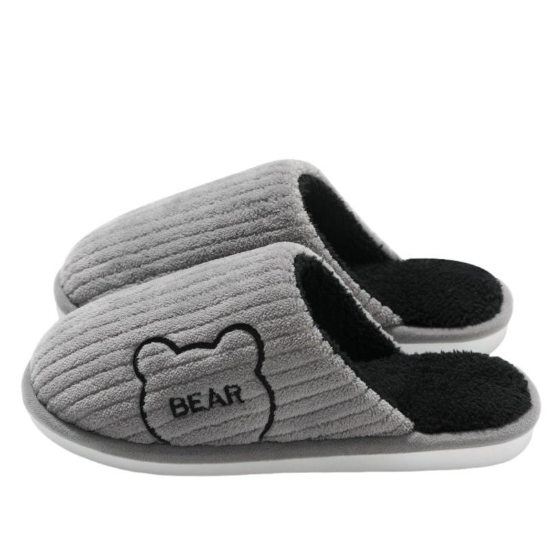 Unisex Cotton Velvet Warm Indoor Non-Slip Slippers for Autumn and Winter