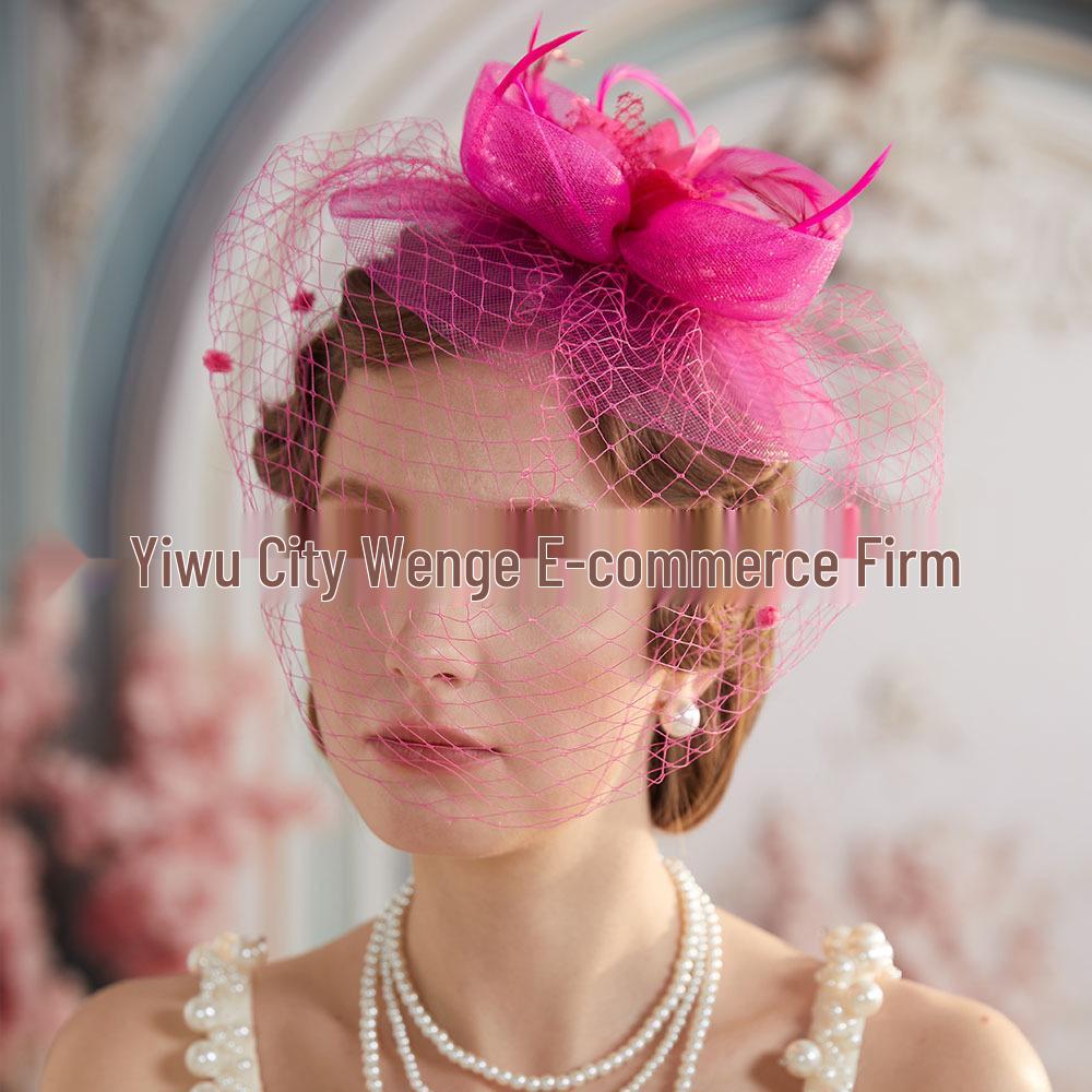 Bridal Feather & Tulle Petal Hairpiece with Veil