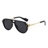 Trendy Gold-Plastic Mixed Sunglasses For Women & Men - Double Bridge Frog Style Shades For Outdoor Driving & Sun Protection