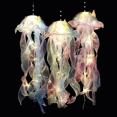 LED Light Gradient Jellyfish Decoration Festival Pendant Courtyard Lighting Handmade Small Night Light