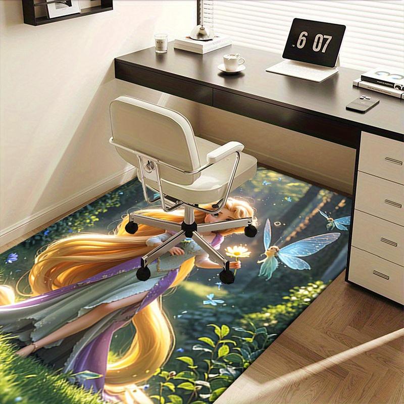 3D Printed Princess,Rapunzel,Butterflies Anti-Slip Rug - Machine Washable Office Rug for Living Room, Bedroom, Office - Multiple Sizes