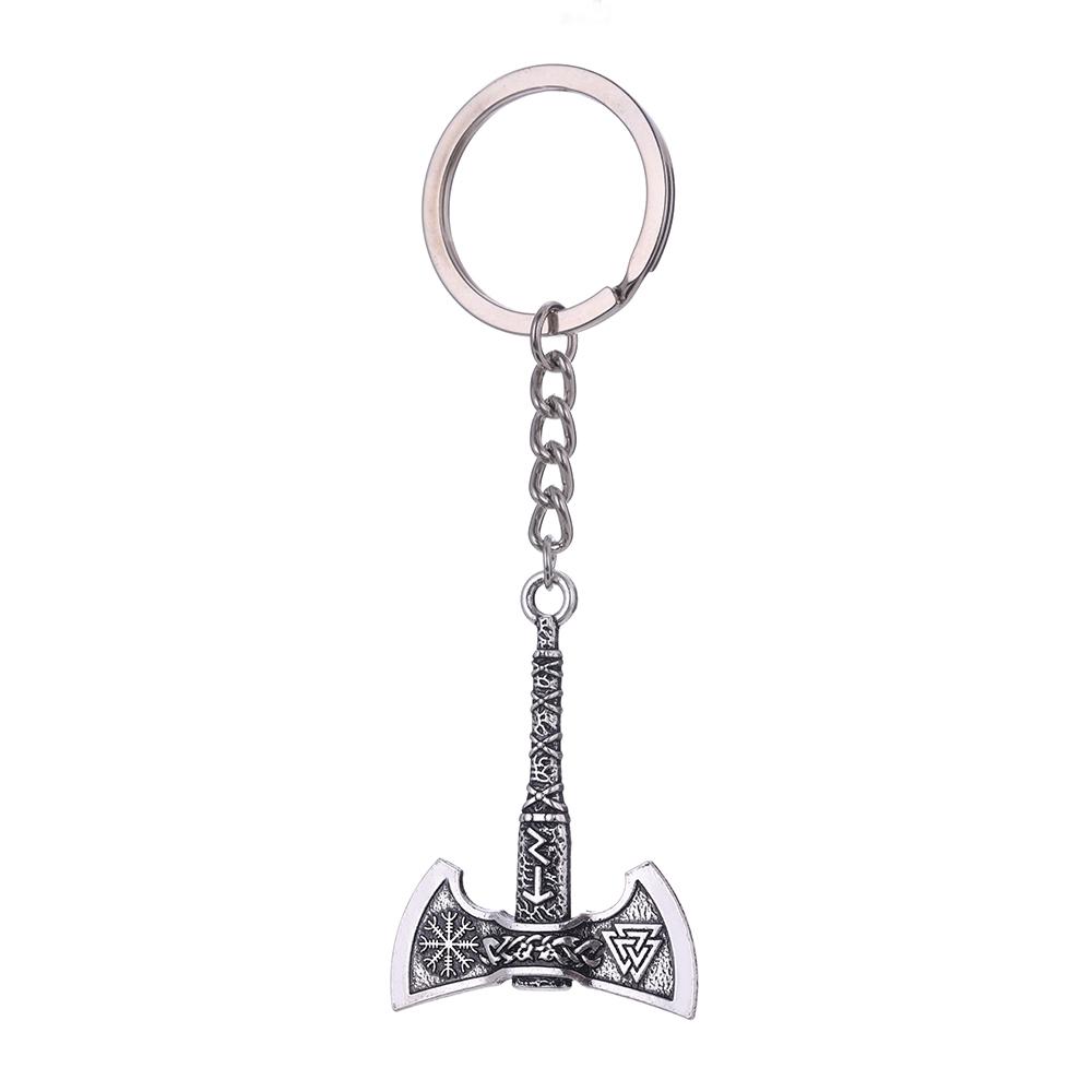 Dreamtimes Viking Axe Pendant Keychain Stainless Steel Men's Celtic Rune Vintage Protector Jewelry Gift Wholesale