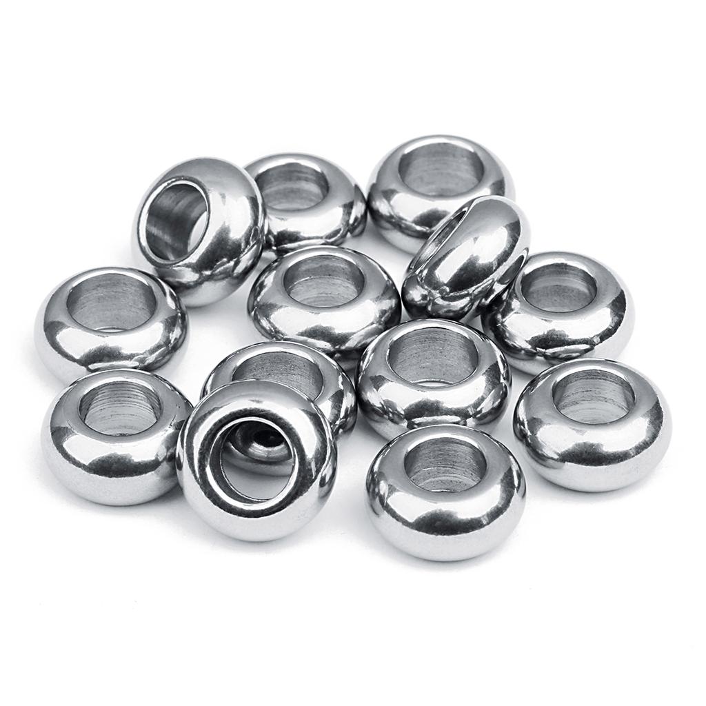 20pcs/lot Stainless Steel Beads Large Hole Round Loose Spacer Beads For Jewelry Making DIY Charms Bracelets Necklace Accessories