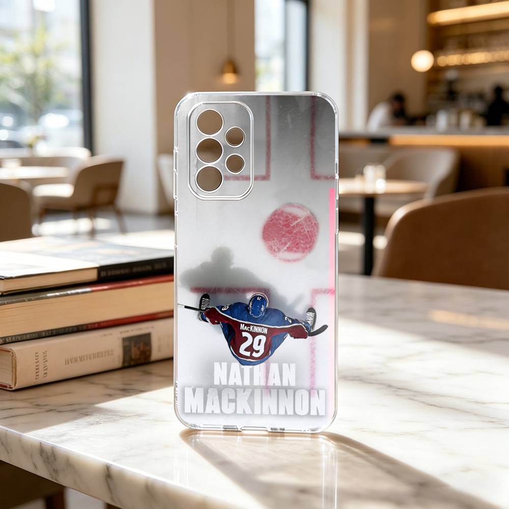 Hockey Player Nathan MacKinnon Phone Case Transparent Silicone Soft For Samsung S25,S24,S21,S22,S23,S30,Ultra,S20,Plus,Fe