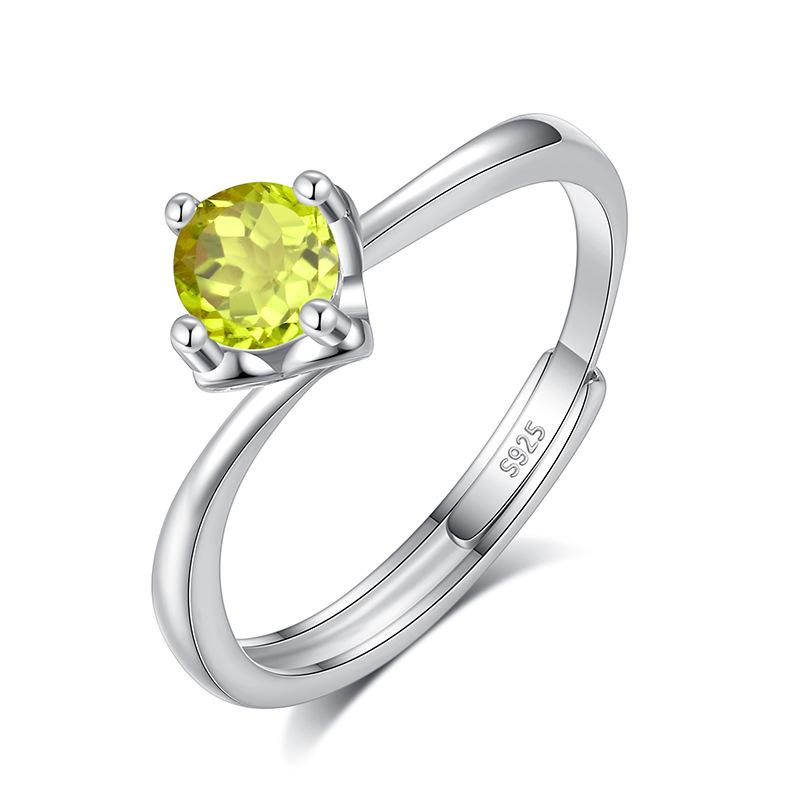 S925 Sterling Silver Four Claw Garnet Ring Natural Crystal Stone Fashion Minimalist Women Daily Fine Jewelry