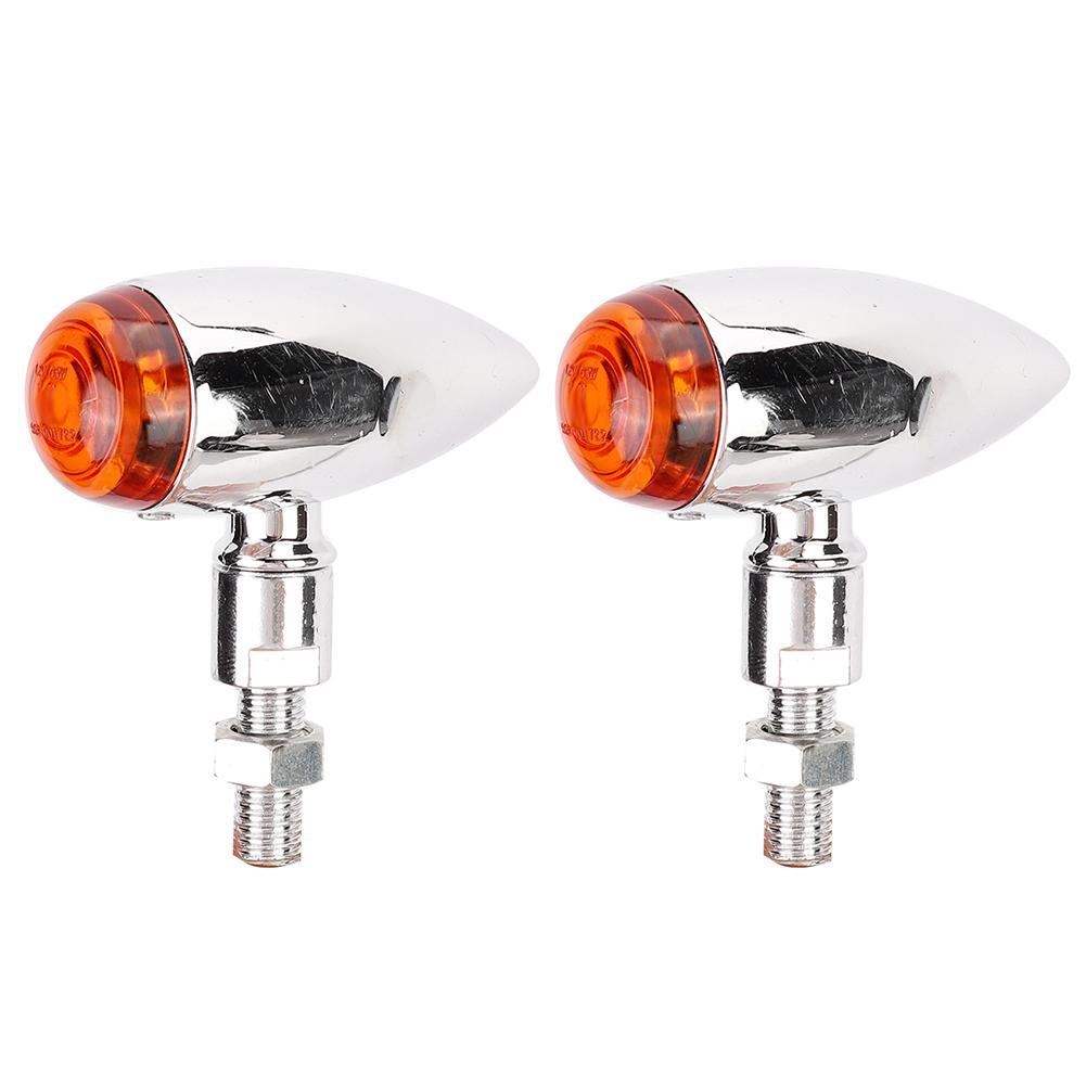 2Pcs Motorcycle Bullet Turn Signal Lamp Indicator Light Modification AccessorySilver Yellow Cover