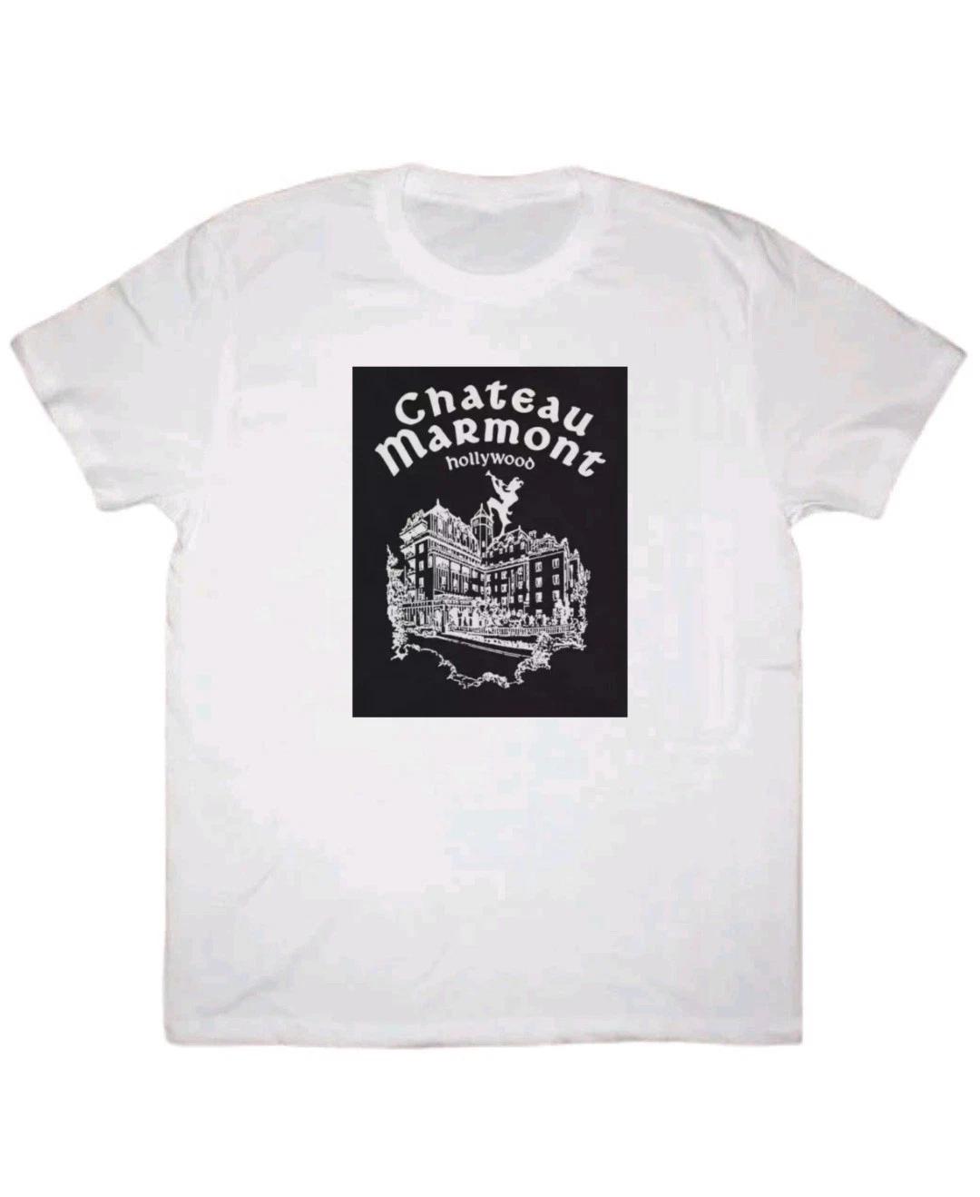 Chateau Marmont Hollywood Hotel Print Unisex100% Cotton T-shirt Mens Tees Top XL