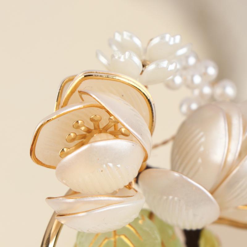 1Pcs U Shape Jade Orchid Hairpin For Women Vintage Chinese Style Wrapping Flower Hairpin Handmade Metal Jewelry Hair Accessory