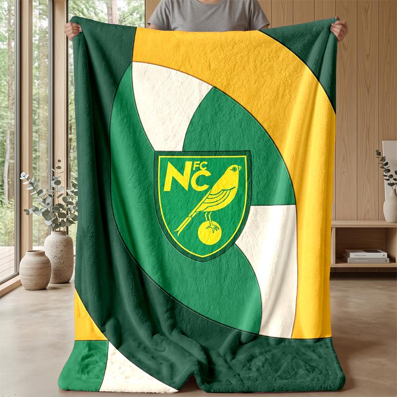Coperta in Flanella con Stampa Norwich City Football, Coperta Morbida Calda Leggera per Divano Letto Campeggio