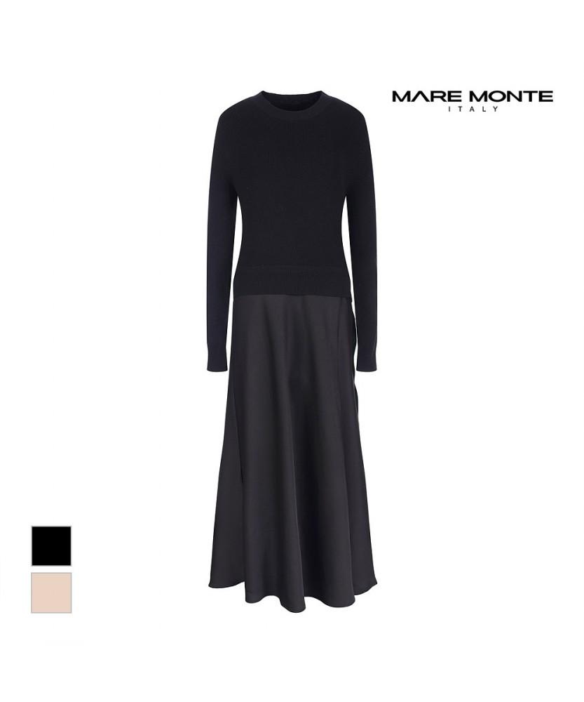 MAREMONTE Round Neck Color Block Knit Dress_M242Mop11P0