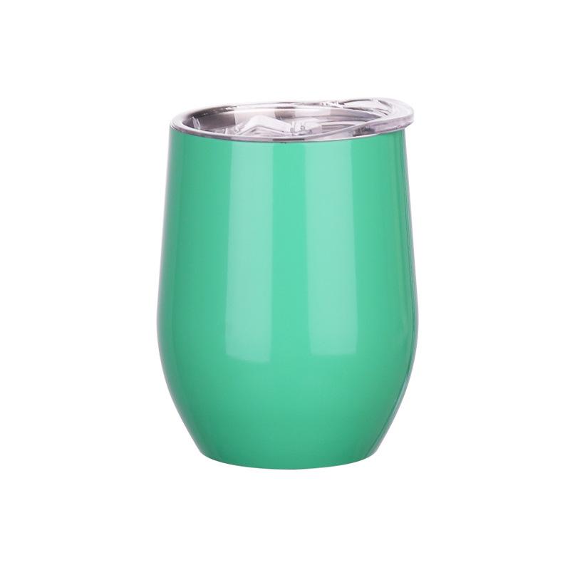 304 Stainless Steel Double-Layer Vacuum Insulated 12oz Egg-Shaped Cup, Portable U-Shaped Design with Heat Sublimation Spray.