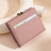 Women Kiss Lock Wallet Short Leather Kiss Clasp Metal Frame Coin Purse Small Card Holder Rfid Blocking Trifold Wallets for Women