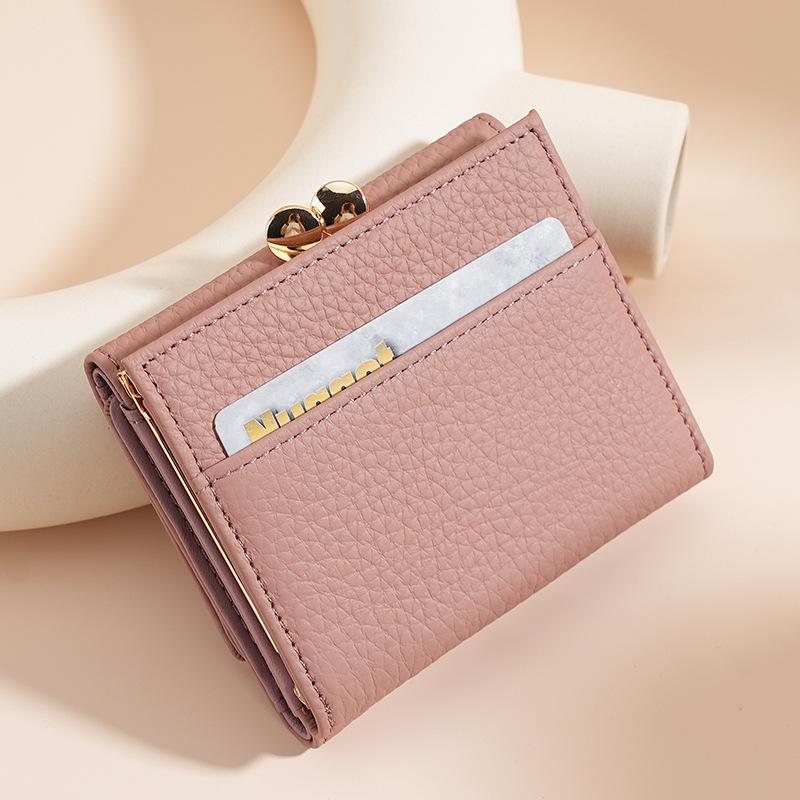 Premium Women's RFID Blocking Genuine Leather Wallet with Alloy Trim, Compact Coin Pocket & Anti-Theft Design