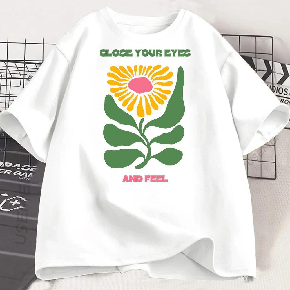 Flower Print Unisex Crew Neck Short Sleeve Unisexs Graphic Tshirt Stylish Comfortable Casual Unisex Top Trendy T Shirt Unisex