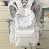 Schoolbag Female Japanese Small Fresh Sweet Printed Bear Striped Backpack Junior High School Student Lightweight Large Capacity Backpack