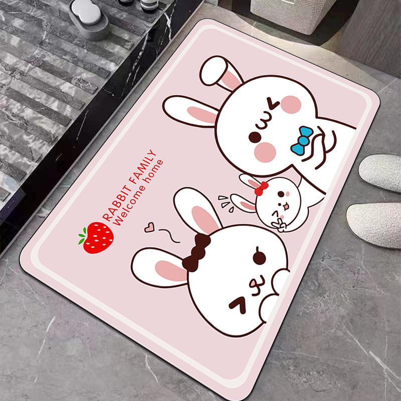 New Diatom Mud Mat Home Cartoon Carpet Toilet Moisture-wicking Foot Mat Easy To Clean Bathroom Mat Durable Durable