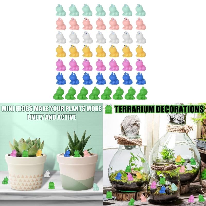 50Pcs Miniature Resin Frog Figurines Miniature Landscape Miniature Garden Frog Ornaments Frog DIY Craft Decorative Ornaments