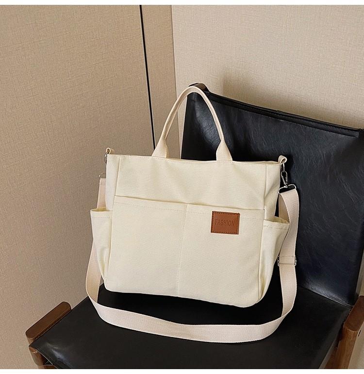 Canvas Tote Bag With Zipper Closure For Daily Commute And Casual Use
