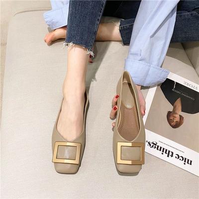 Mode Ballerinas Damen 2025 Frühling Herbst Neu Eckige Zehen Koreanischer Stil Flacher Ausschnitt Scoop Schuhe Damen Super Große Größe 42 43 44