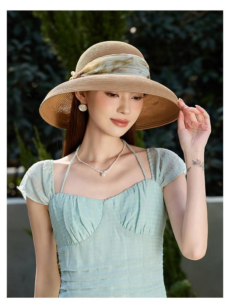 2025 Letni Kapelusz Przeciwsłoneczny z Szerokim Rondem: Oddychający słomkowy kapelusz kopułkowy na podróże, plażę i ochronę przed słońcem