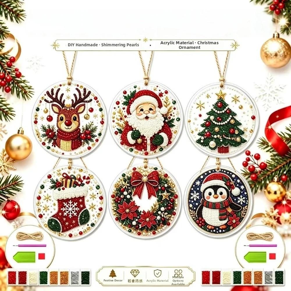 6pcs Deer Tree Christmas DIY Hanging Ornaments Santa Claus Christmas Craft Decoration Festival