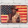 Vintage Western Cowboy Metal Tin Sign, American Flag Retro Wall Decor for Home Bar Office, 7.87x11.81 Inch