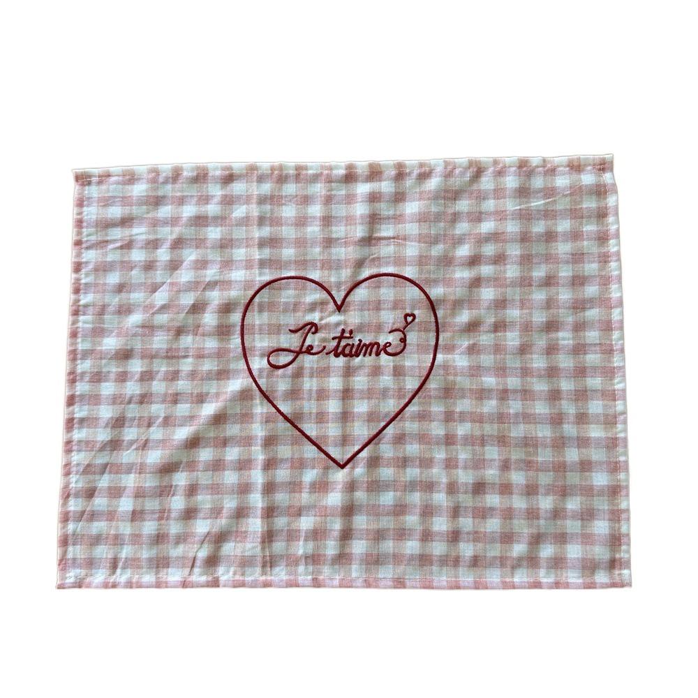 Square Checkered Tablecloth Elegant Table Mat Home Decoration Heart Embroidered Placemats  Kitchen