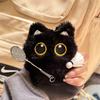 Cute Cartoon Black Cat Keychain Bag Pendant Backpack Hanging Ornaments Lovely Small Cat Doll Animal Car Keyring Kids Gift